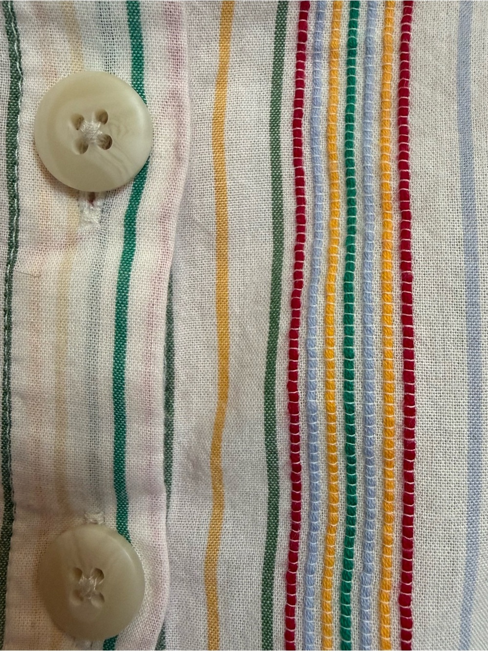 XXS Madewell Embroidered Textural Rainbow Stripe Button-Front Tank Pearl Ivory - Picture 6 of 8